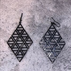 Grey diamond unique earrings